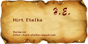 Hirt Etelka névjegykártya